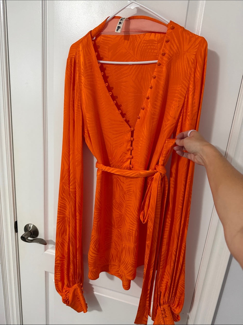 Rat and boa Bright Orange Long-Sleeve Wrap Dress with Belt